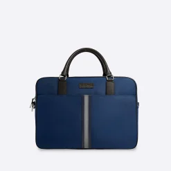 Nylon Briefcase with Leather Trim