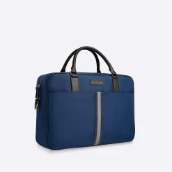 Nylon Briefcase with Leather Trim