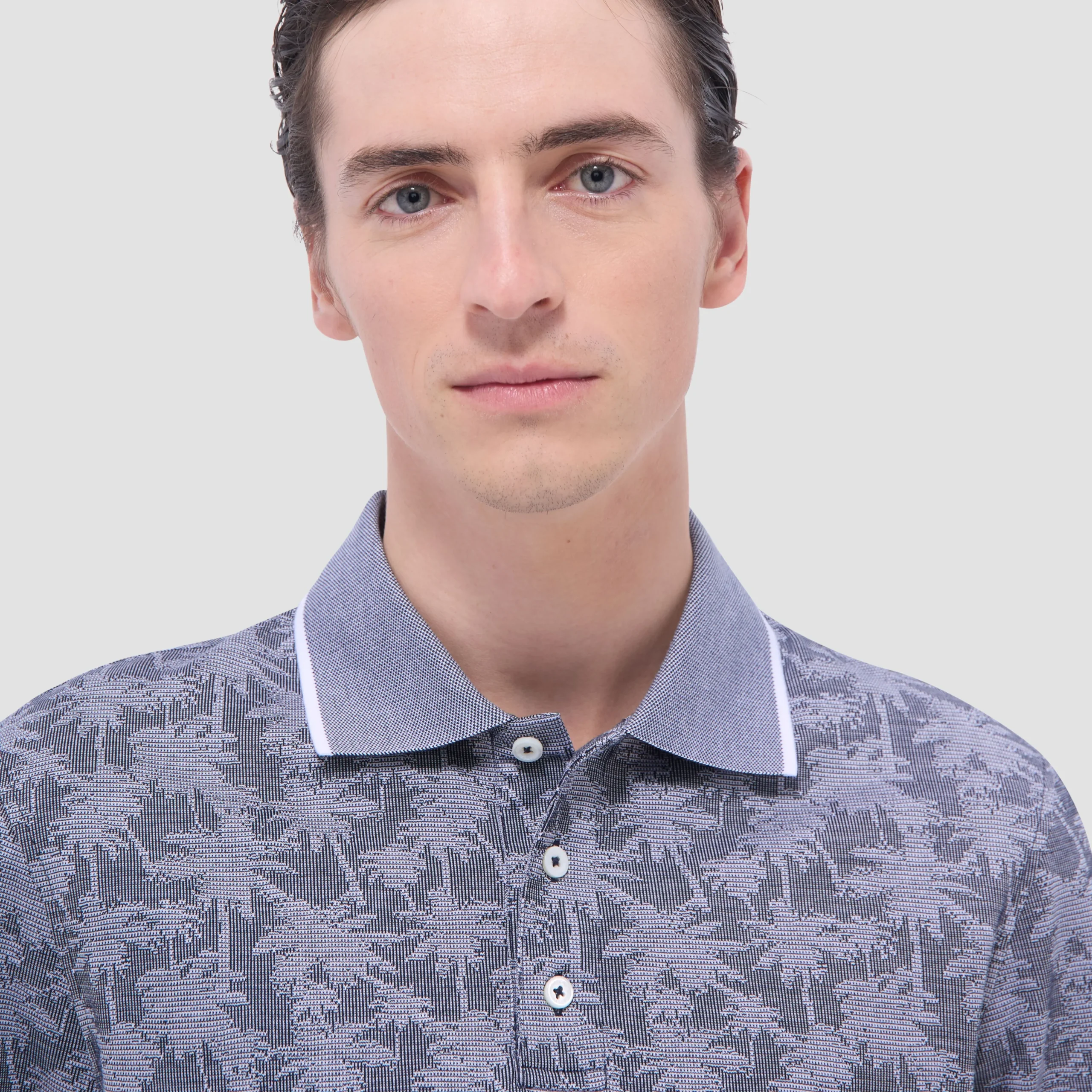 Palm Tree Jacquard Polo Shirt