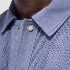 Perforated Suede Shirt Jacket