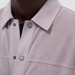 Perforated Suede Shirt Jacket