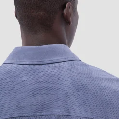 Perforated Suede Shirt Jacket