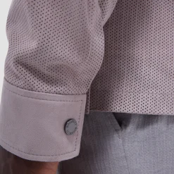 Perforated Suede Shirt Jacket