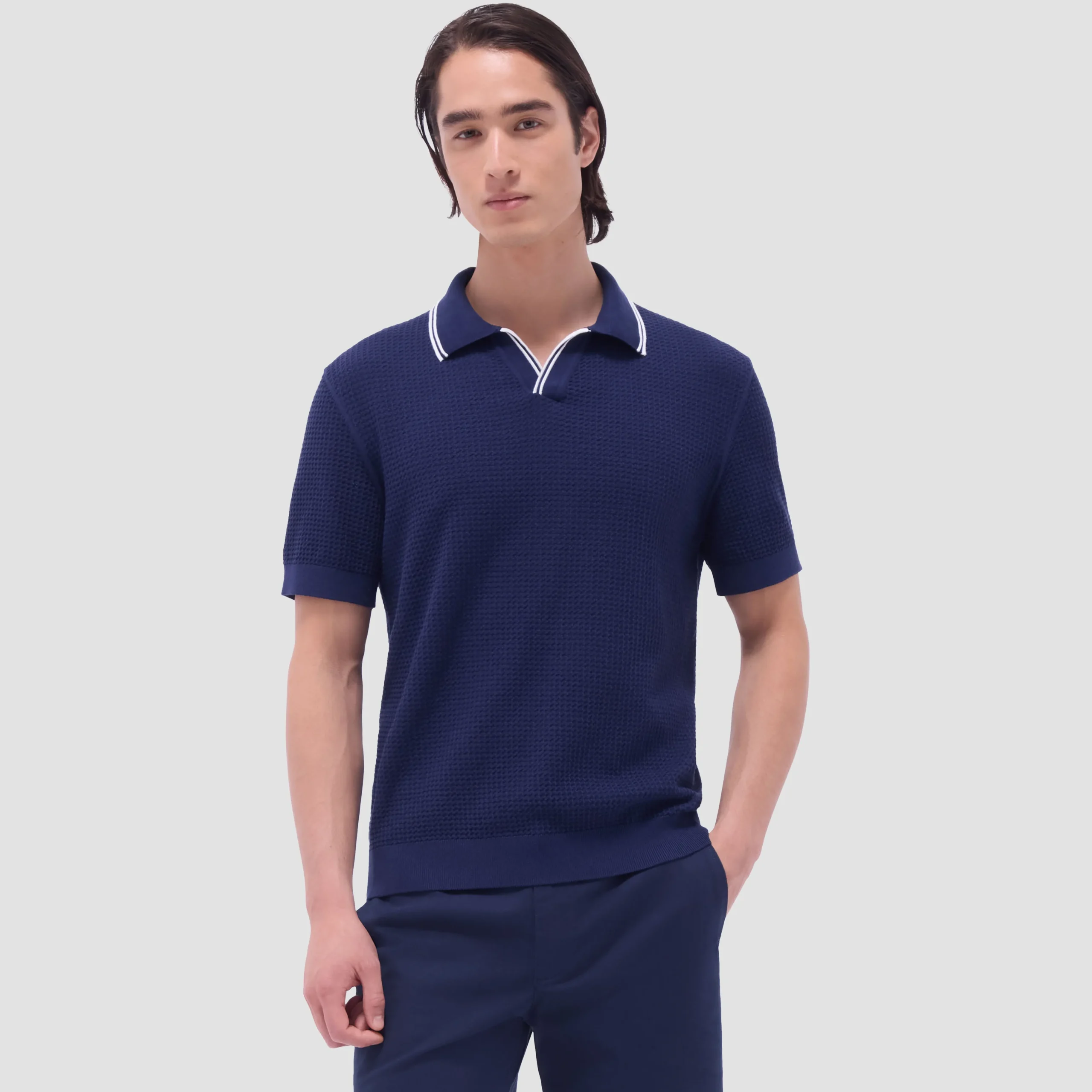 Seed Rib Short Sleeve Johnny Sweater