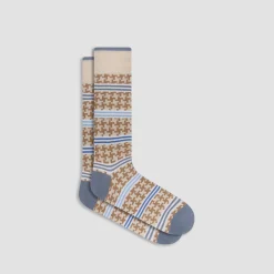 Striped Hound's Tooth Mid-Calf Socks
