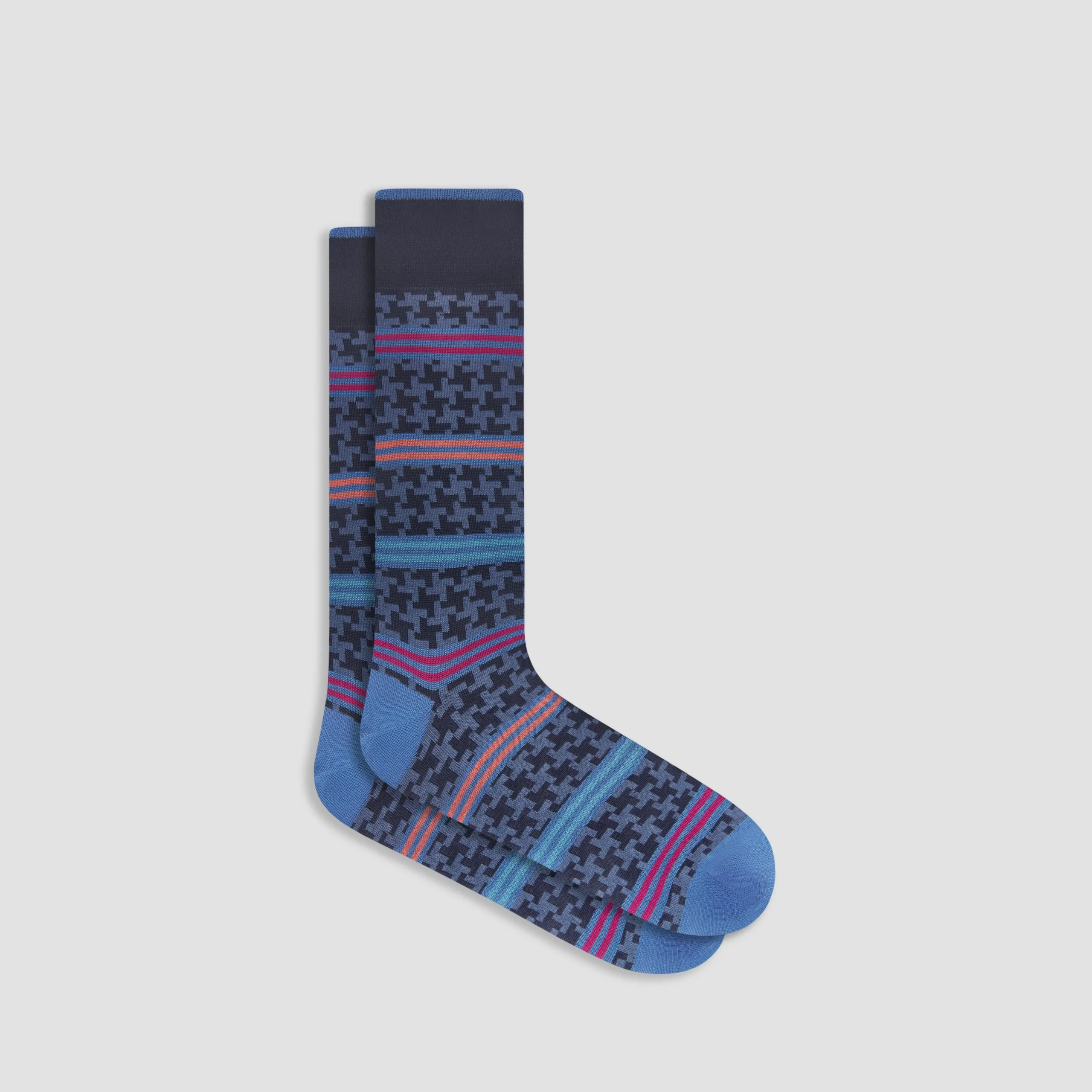 Striped Hound's Tooth Mid-Calf Socks