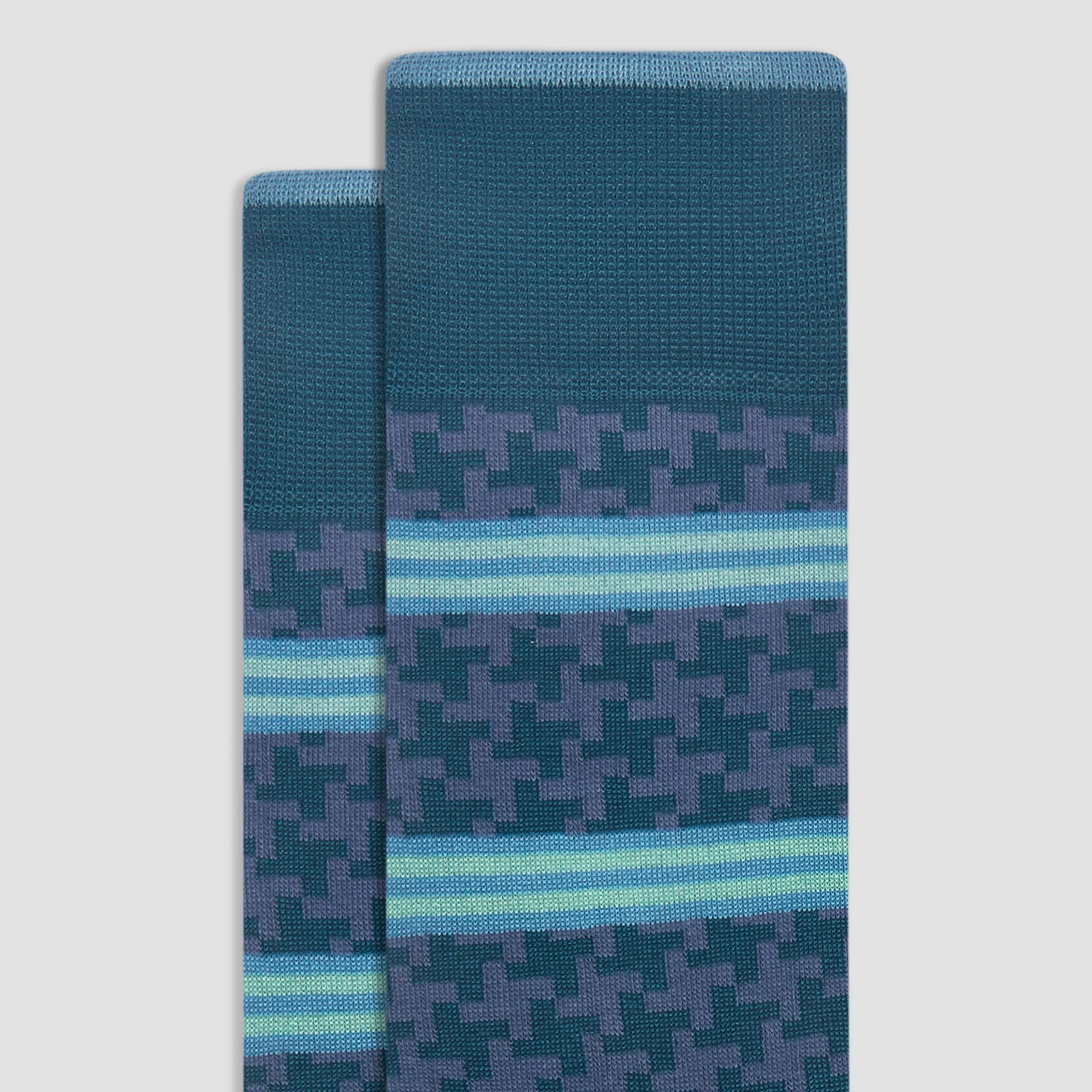 Striped Hound's Tooth Mid-Calf Socks