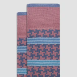 Striped Hound's Tooth Mid-Calf Socks