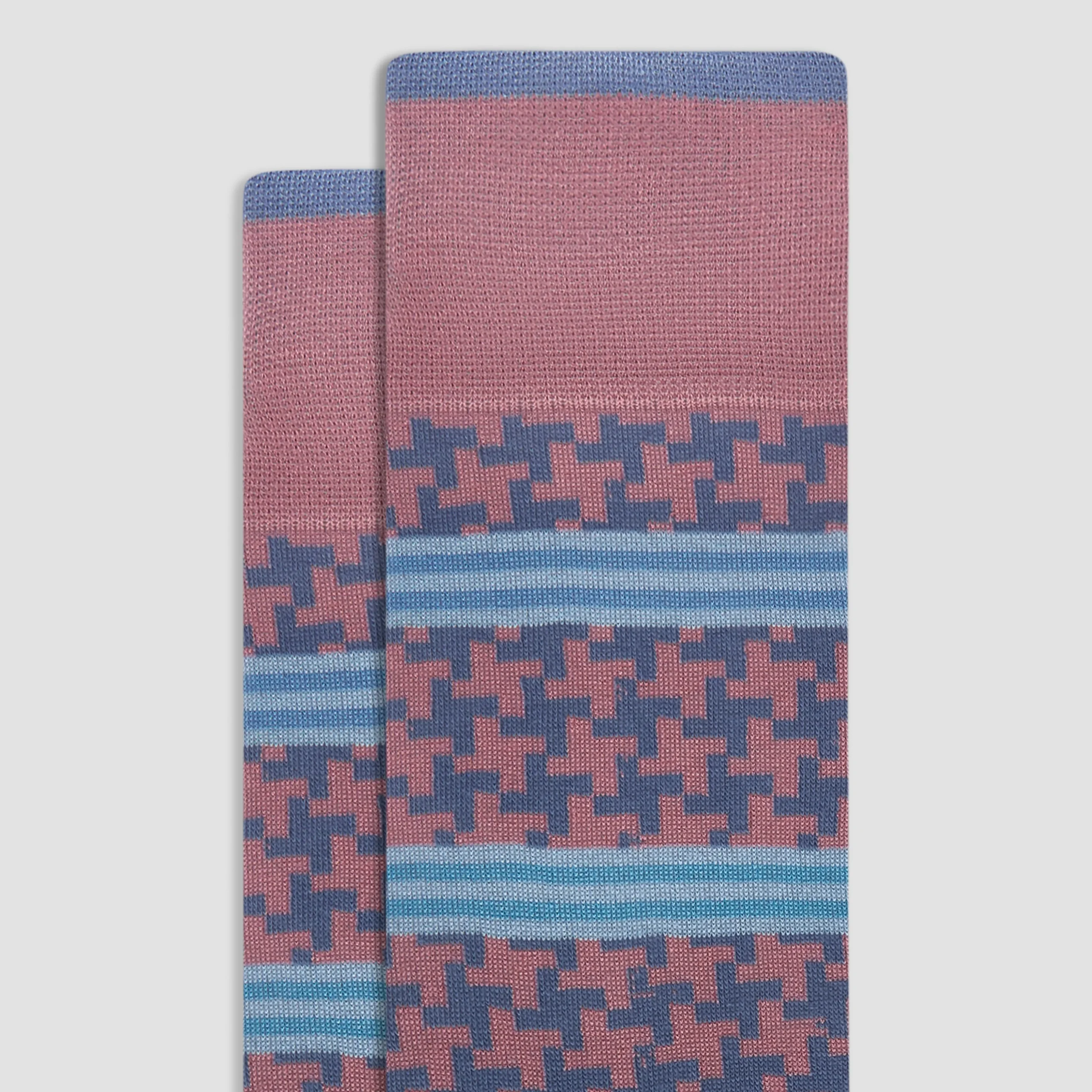 Striped Hound's Tooth Mid-Calf Socks