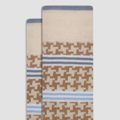 Striped Hound's Tooth Mid-Calf Socks