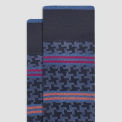 Striped Hound's Tooth Mid-Calf Socks