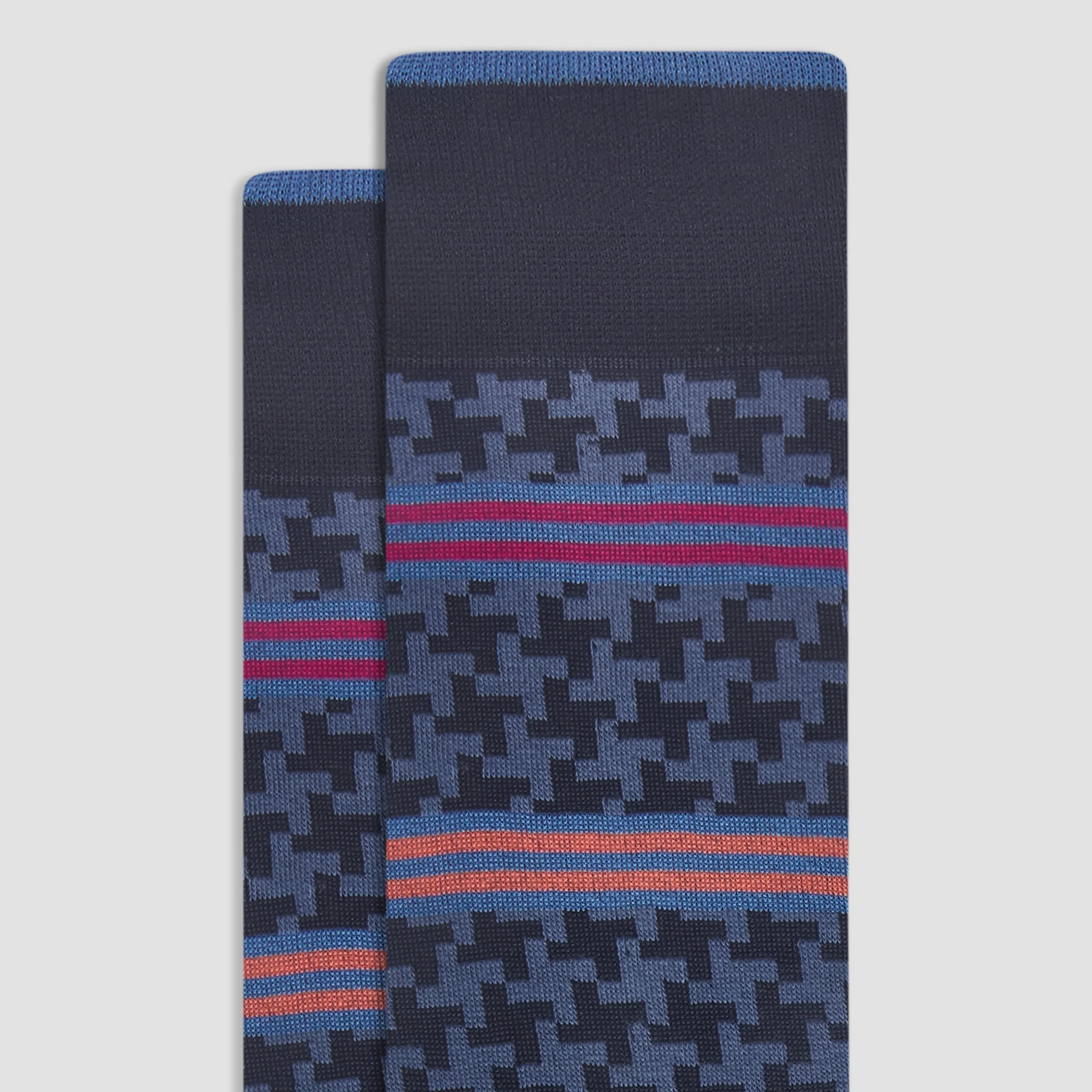 Striped Hound's Tooth Mid-Calf Socks