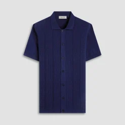 Textured Chevron Short Sleeve Knit Shirt