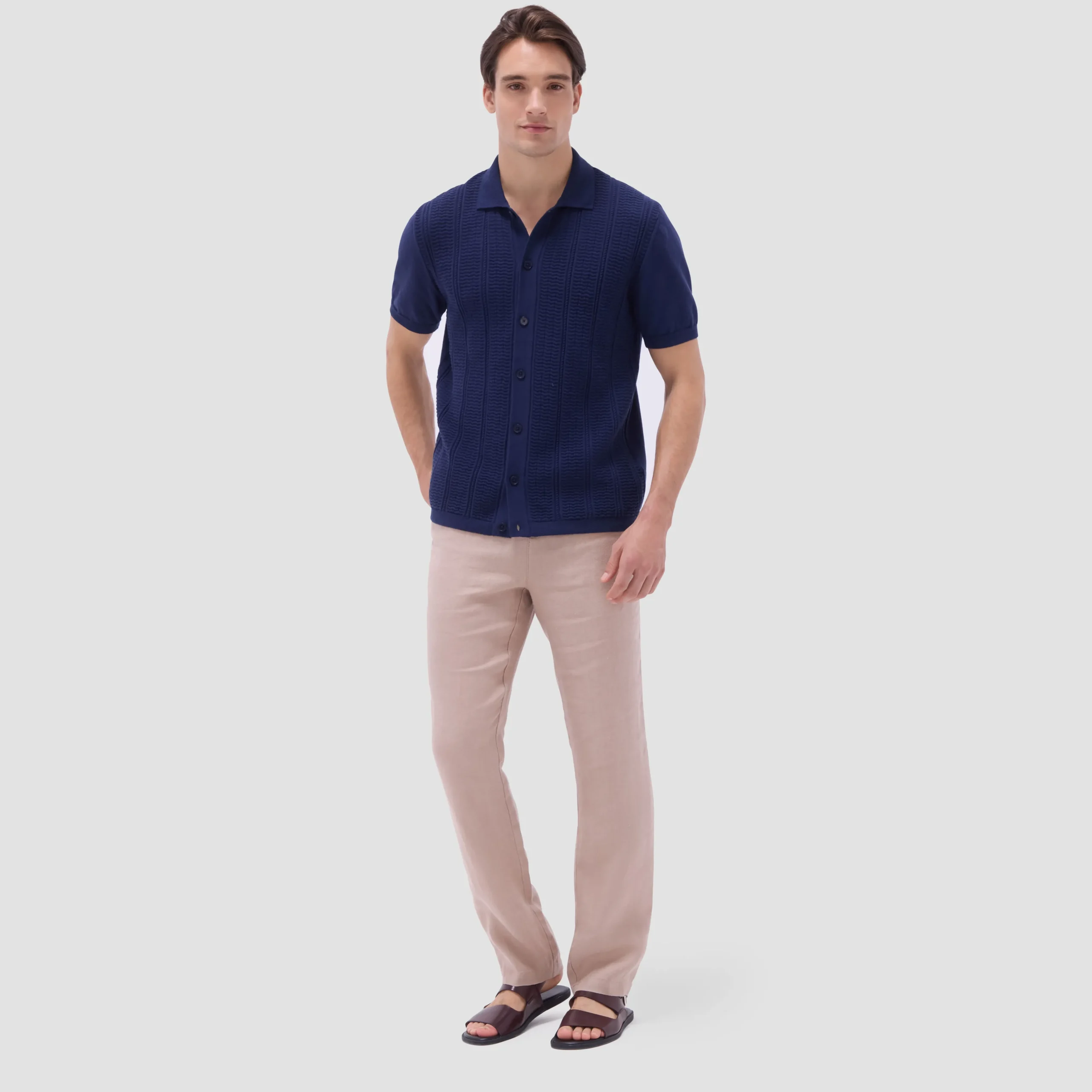 Textured Chevron Short Sleeve Knit Shirt