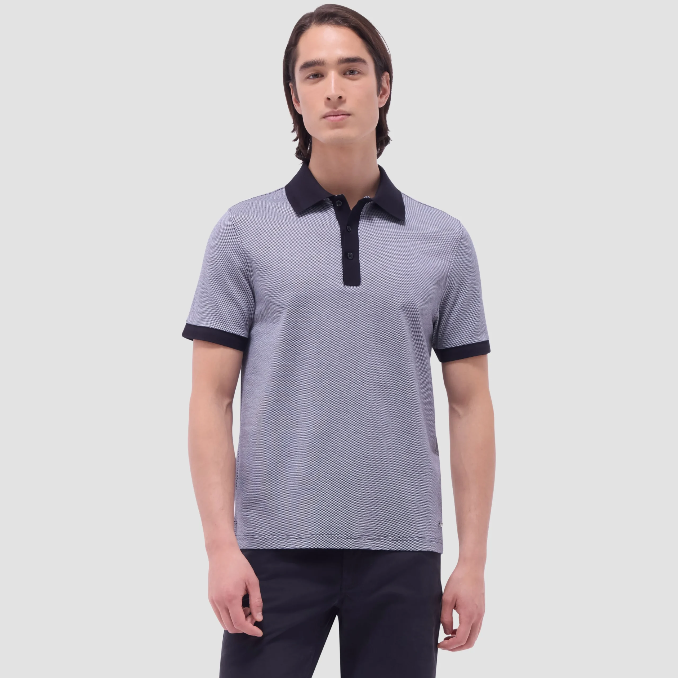Two-Tone Bird's Eye Polo Shirt