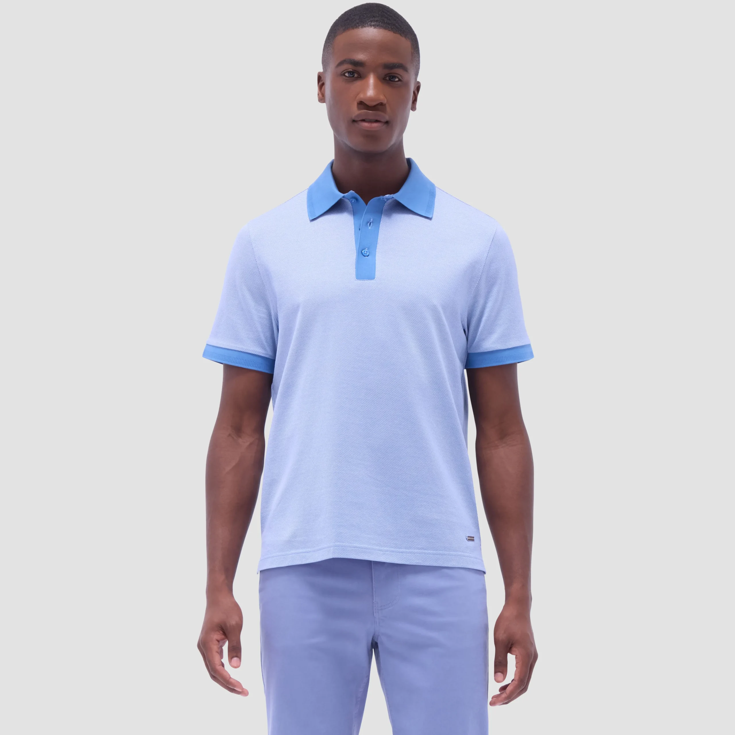 Two-Tone Bird's Eye Polo Shirt
