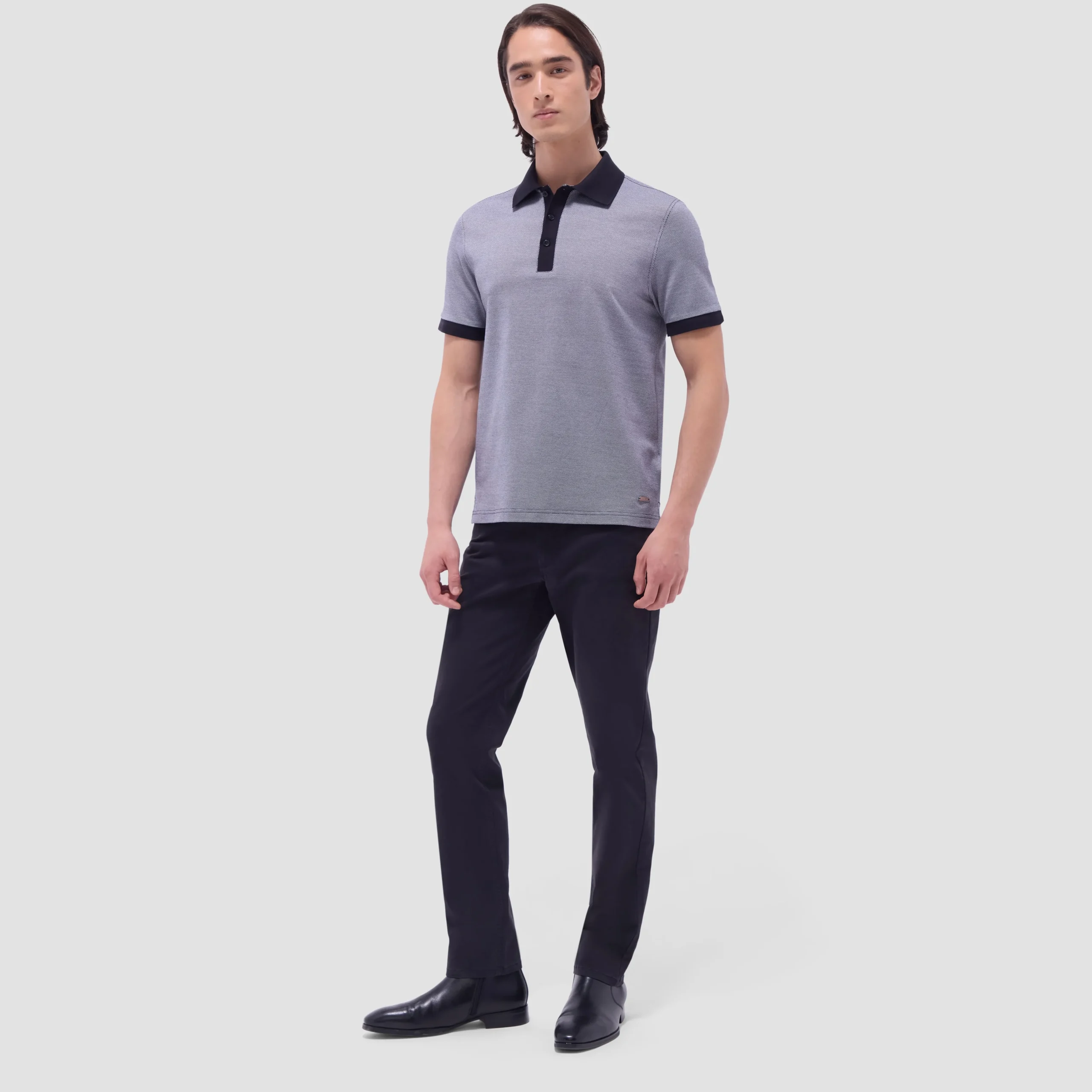 Two-Tone Bird's Eye Polo Shirt