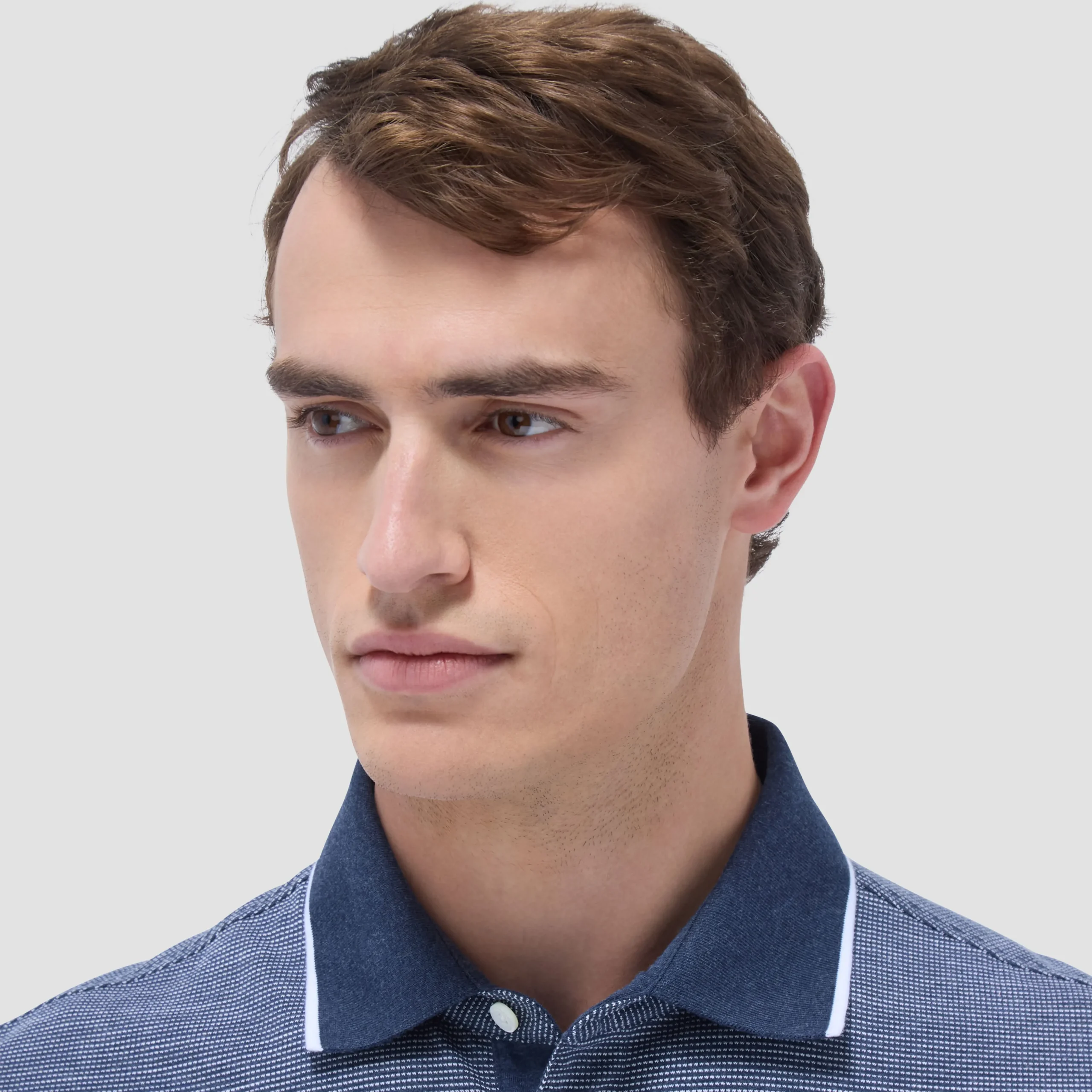 Two-Tone Bird's Eye Polo Shirt