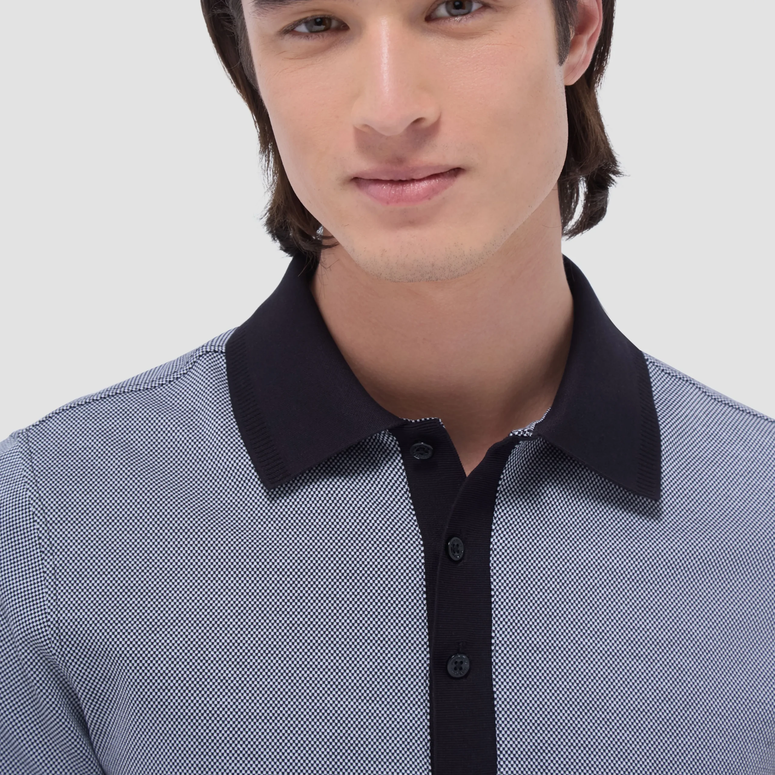 Two-Tone Bird's Eye Polo Shirt