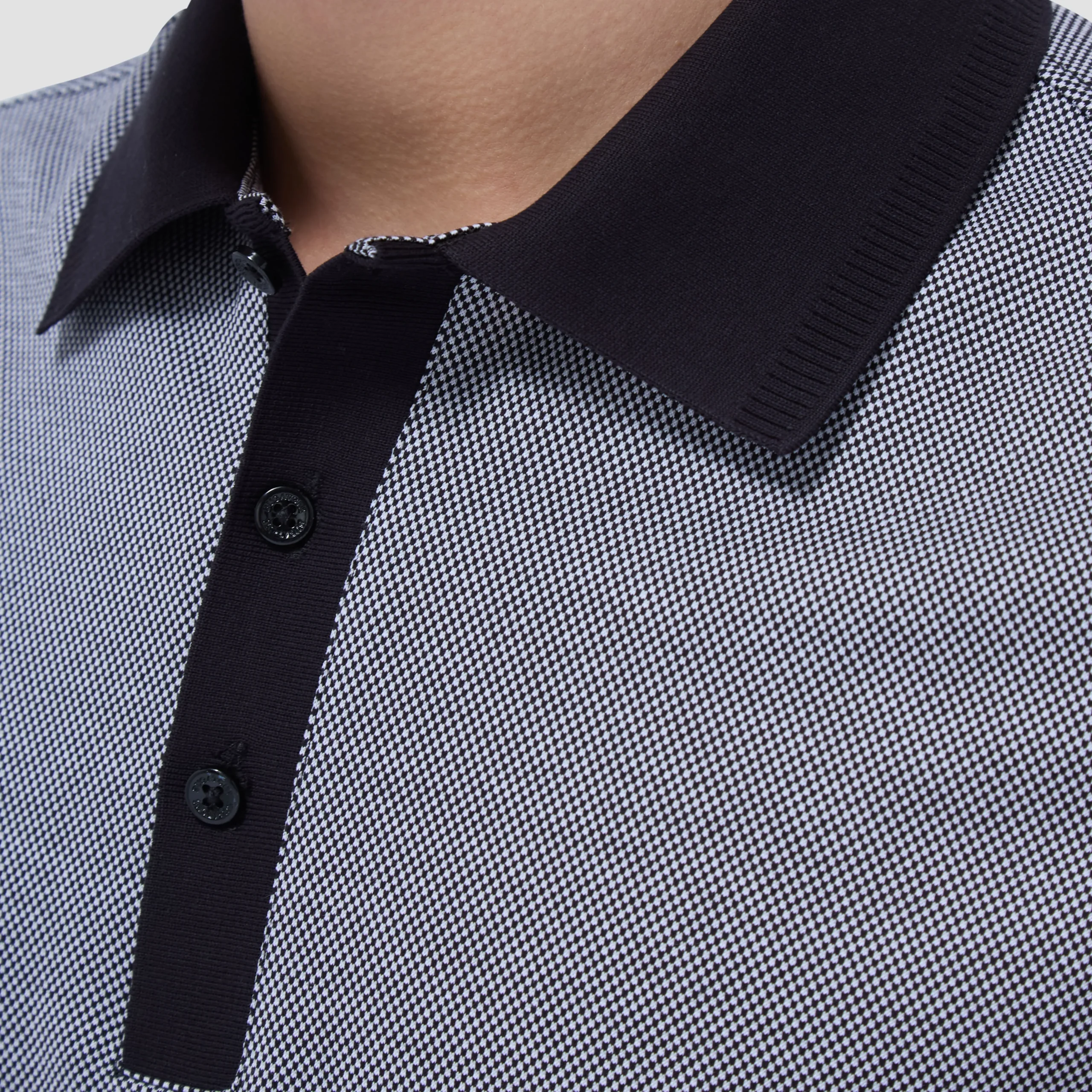 Two-Tone Bird's Eye Polo Shirt