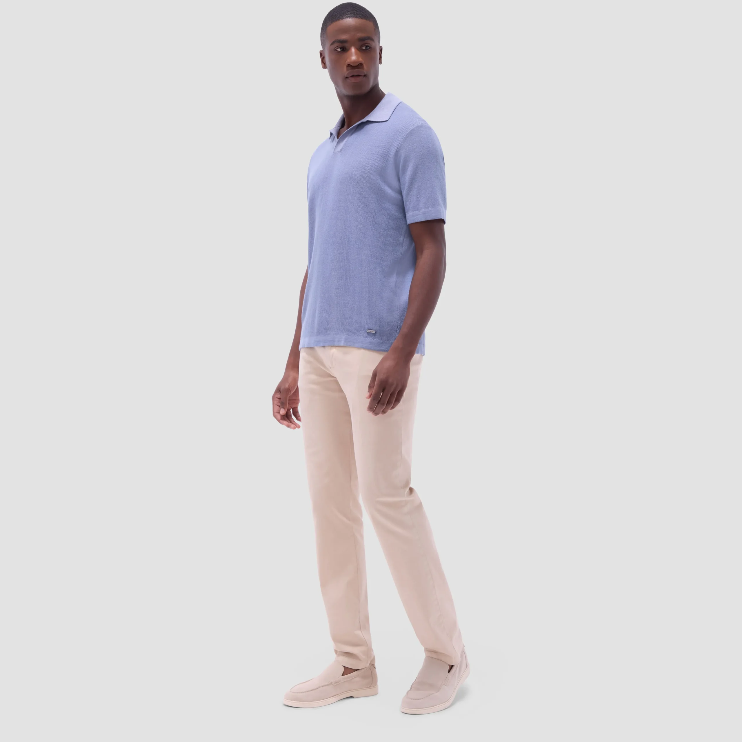Two-Tone Rib Stitch Short Sleeve Johnny Sweater