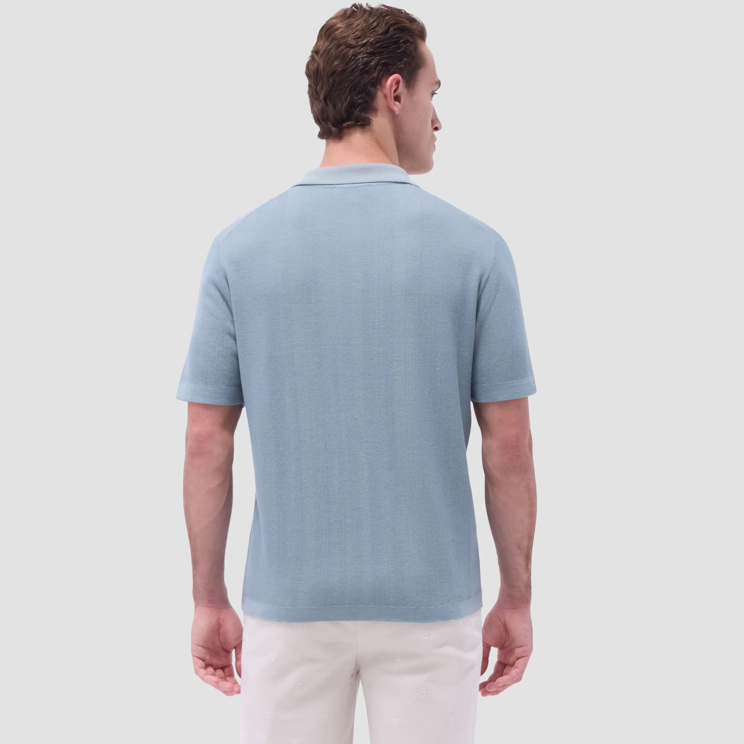 Two-Tone Rib Stitch Short Sleeve Johnny Sweater