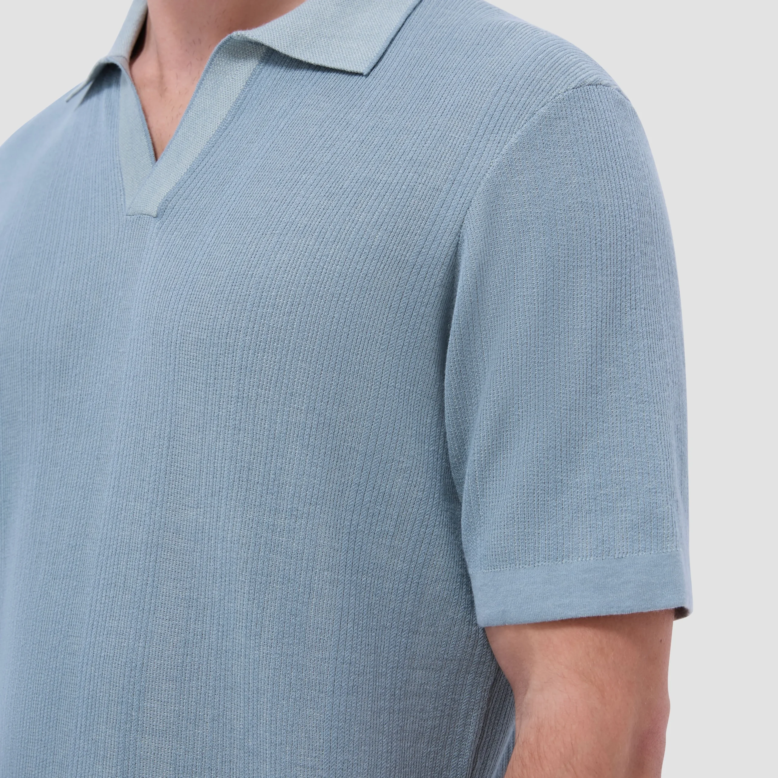 Two-Tone Rib Stitch Short Sleeve Johnny Sweater