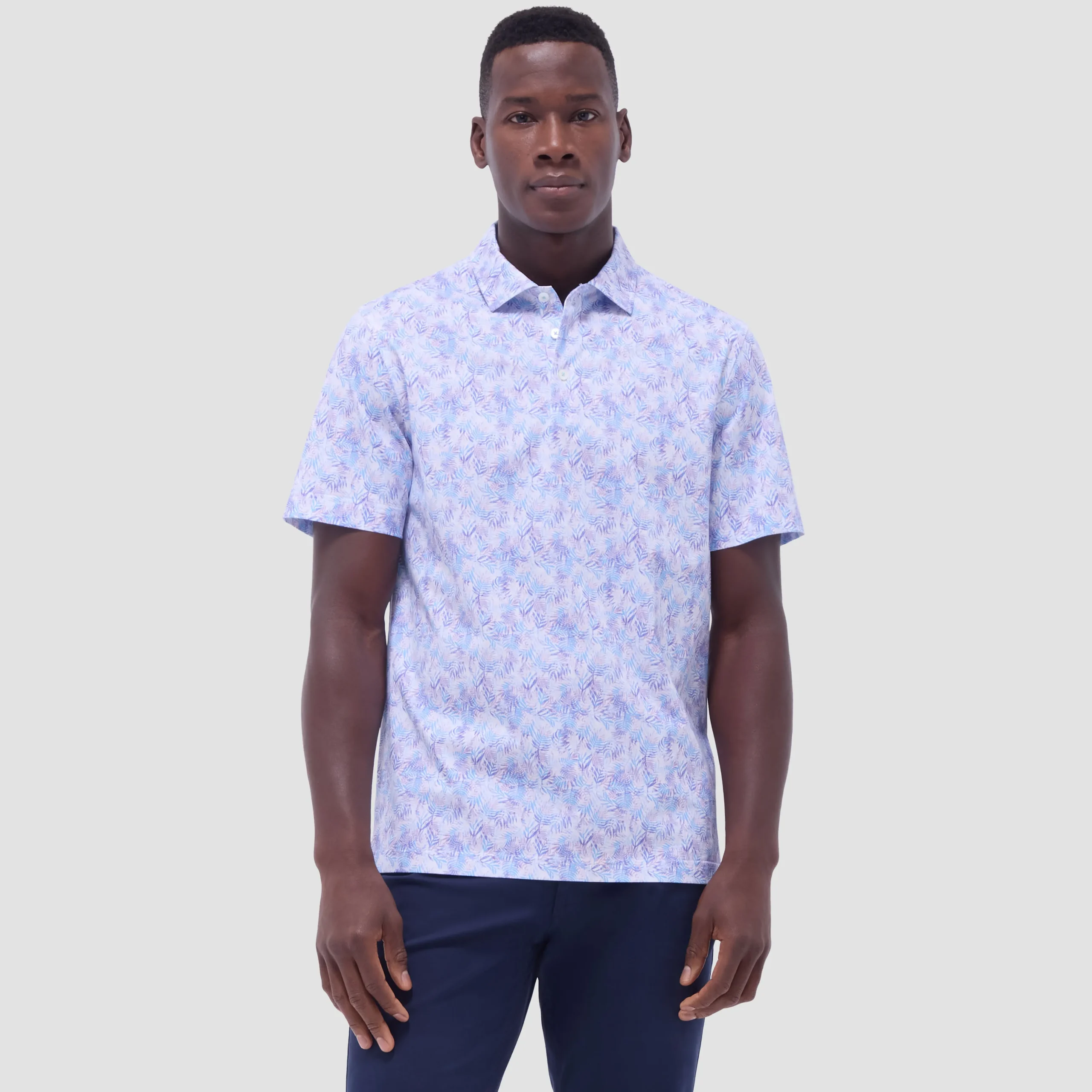 Victor Leaf Print OoohCotton Polo Shirt