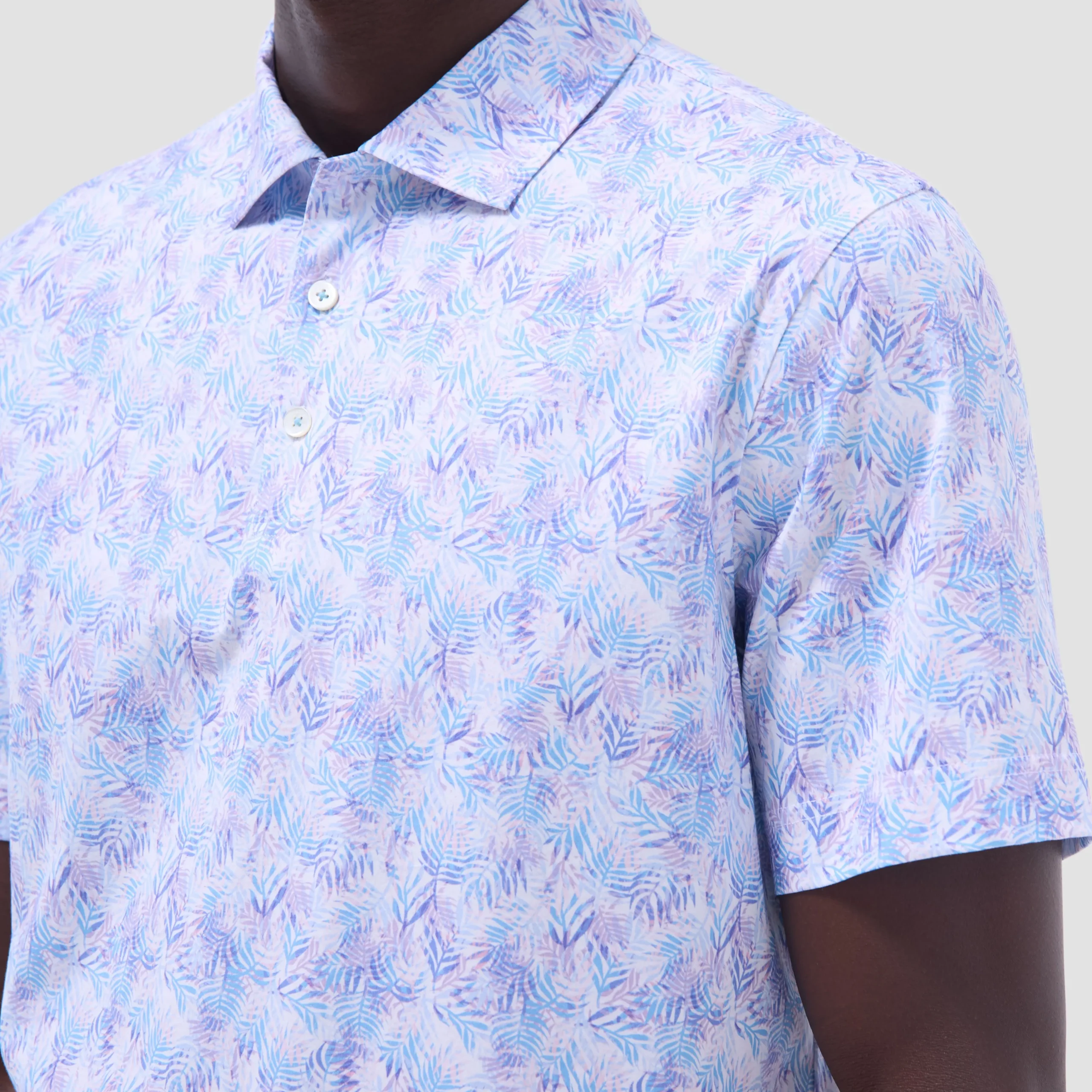 Victor Leaf Print OoohCotton Polo Shirt