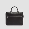 Wood Grained Semi Embossed Leather Briefcase