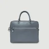 Wood Grained Semi Embossed Leather Briefcase