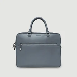 Wood Grained Semi Embossed Leather Briefcase