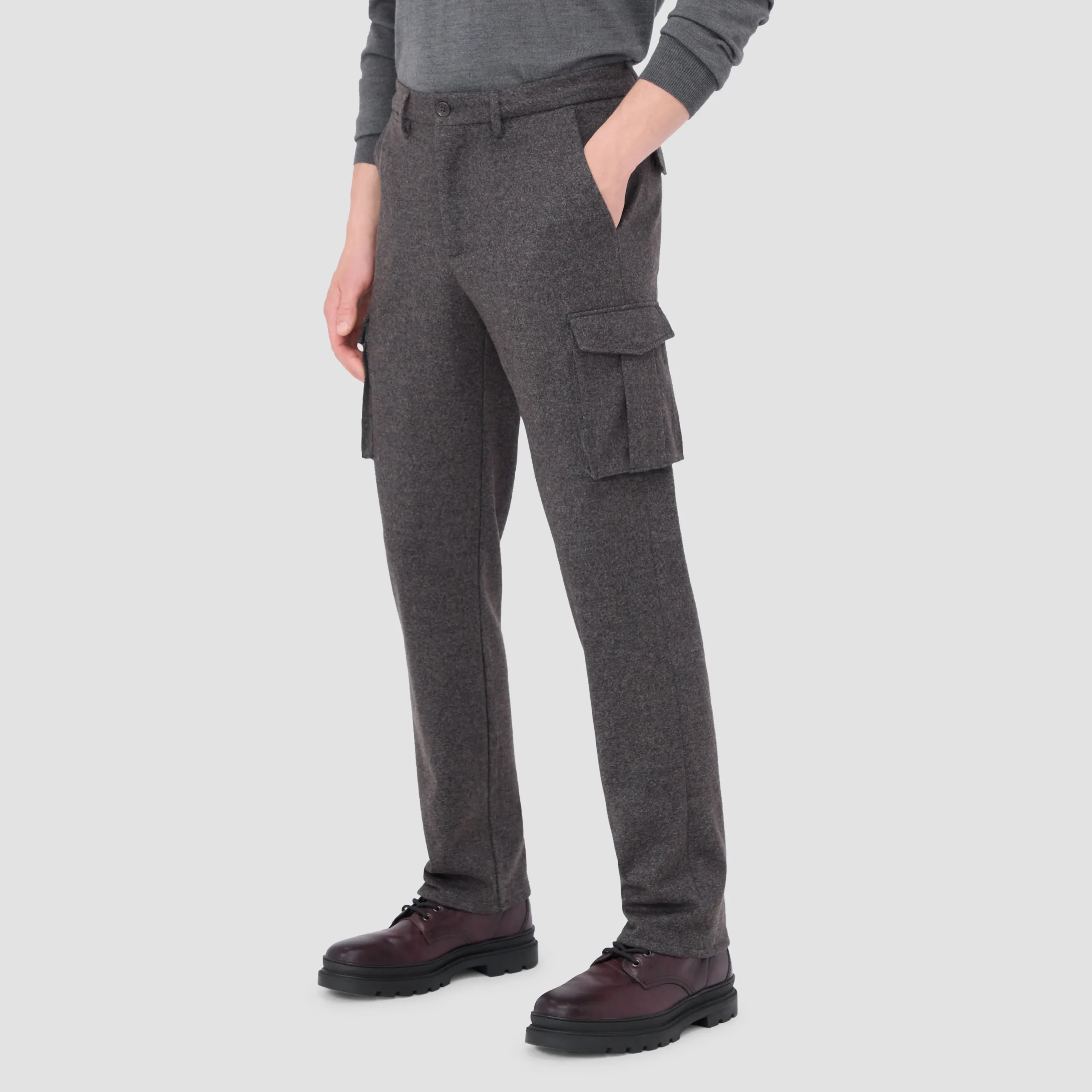 Wool Blend Knit Cargo Pants